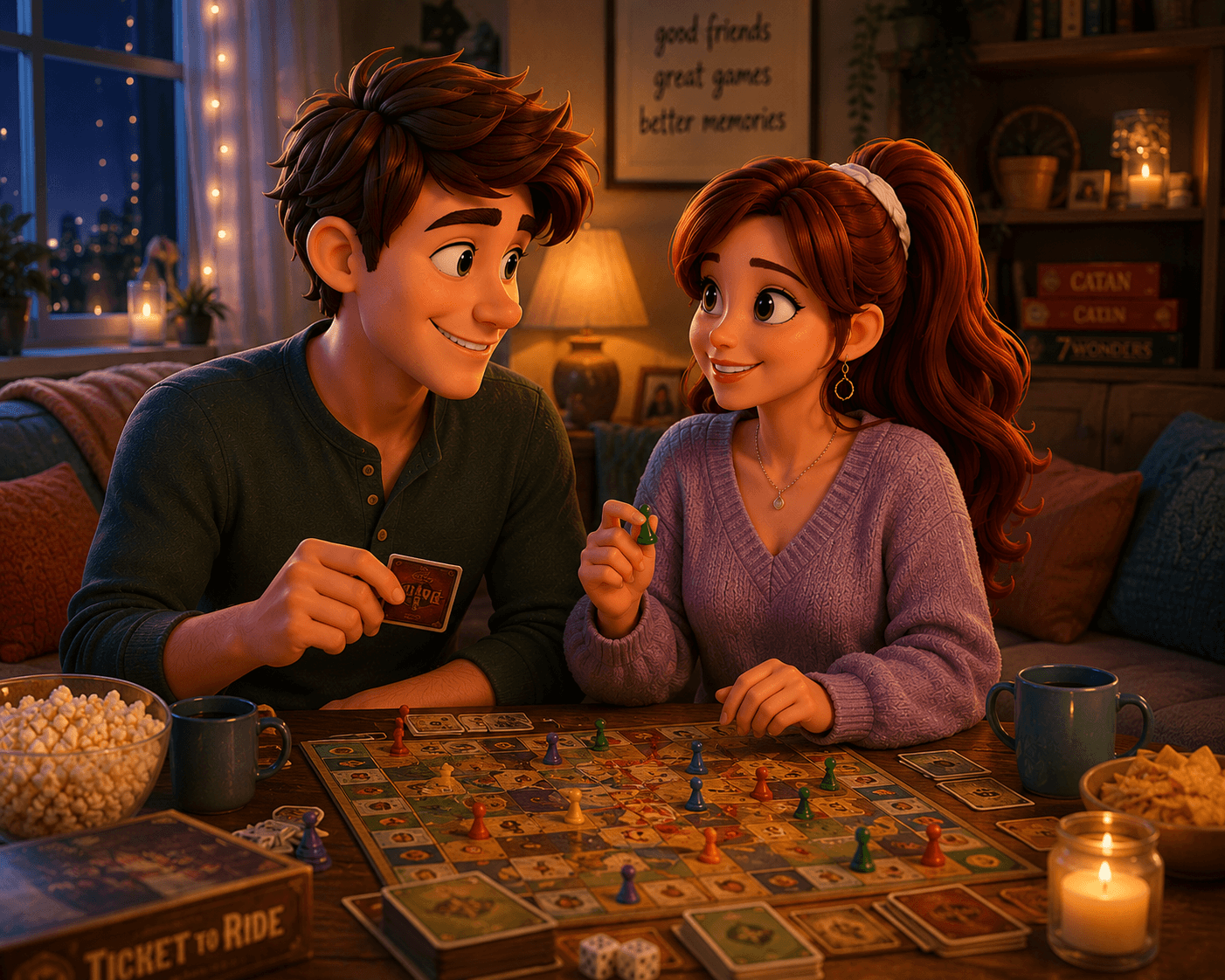Couple looking back at their memories together